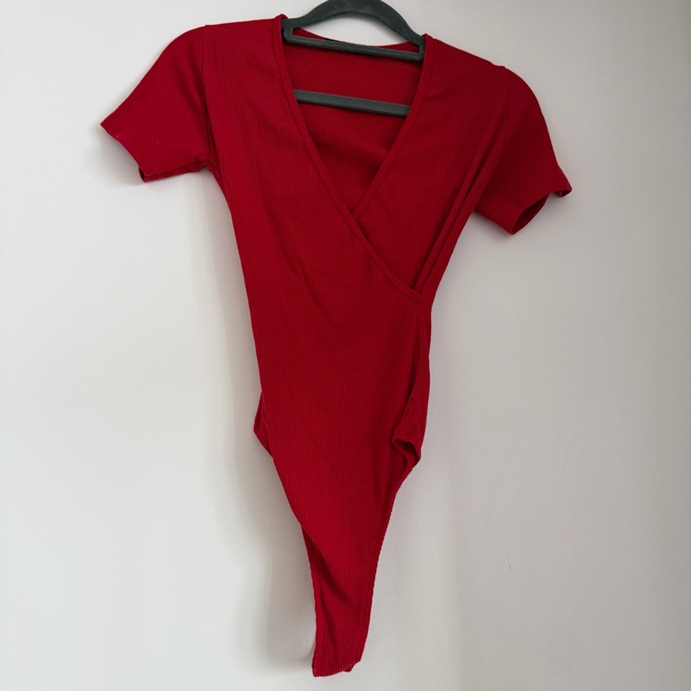 Brandy Melville Vibrant Red Knit Bodysuit